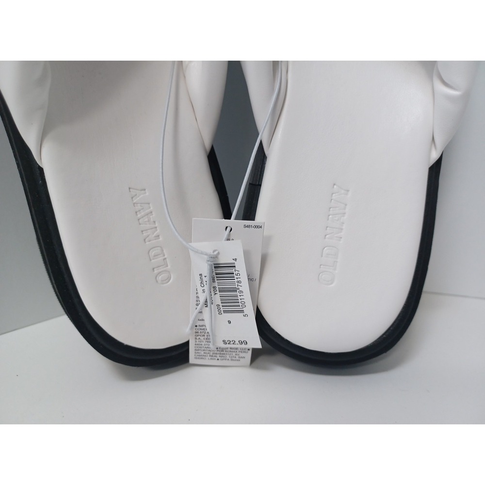 Women's Thong Platform Flip Flops Sandals Bone‎ White w/Black Soles, Size 9 NWT - Picture 2 of 5